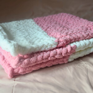 Plaid blanc pur / vieux rose