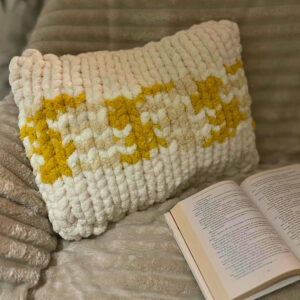 Coussin Blanc crème et Sunshine