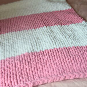 Plaid blanc pur / vieux rose