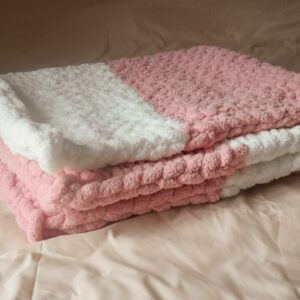 Plaid blanc pur / vieux rose